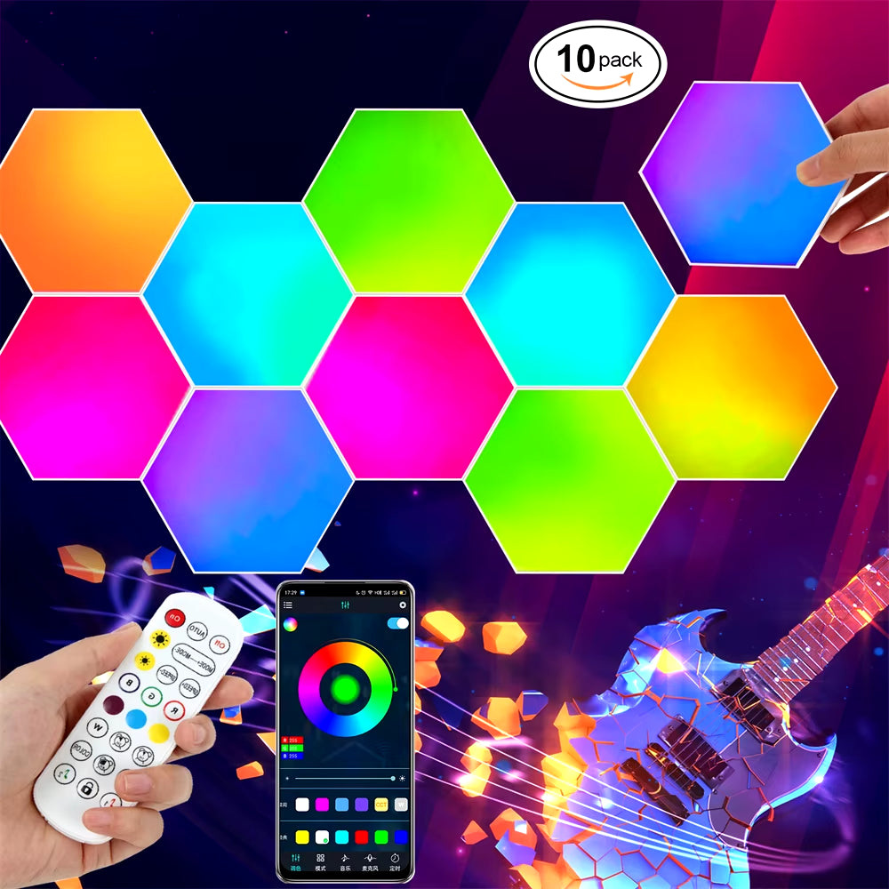 1-24 PCS Touch Sensor LED Night Light Sensitive Hexagonal LED Quantum Lamp Modular Hexagons Creative Decoration Wall Lamp