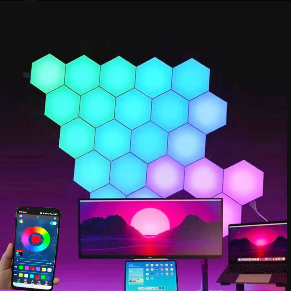 1-24 PCS Touch Sensor LED Night Light Sensitive Hexagonal LED Quantum Lamp Modular Hexagons Creative Decoration Wall Lamp