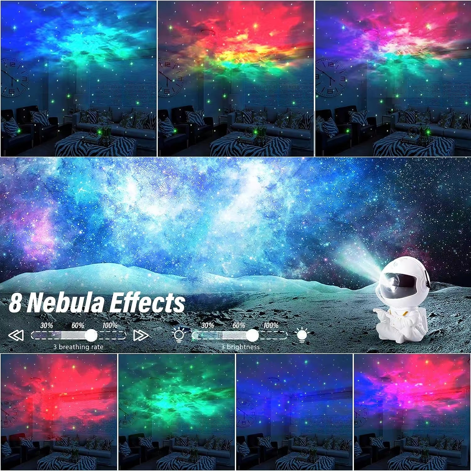 Star Projector Galaxy Night Light Astronaut Space Projector Starry Nebula Ceiling LED Lamp for Kid Adult Christmas Birthday Gife